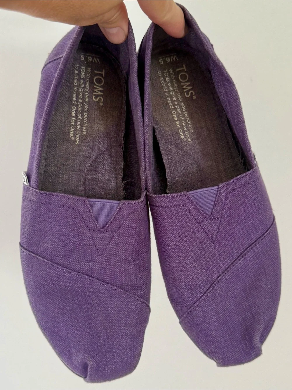 TOMS Purple Canvas Alpargata Slip On Classic Flats Espadrille Design 6.5 BTS